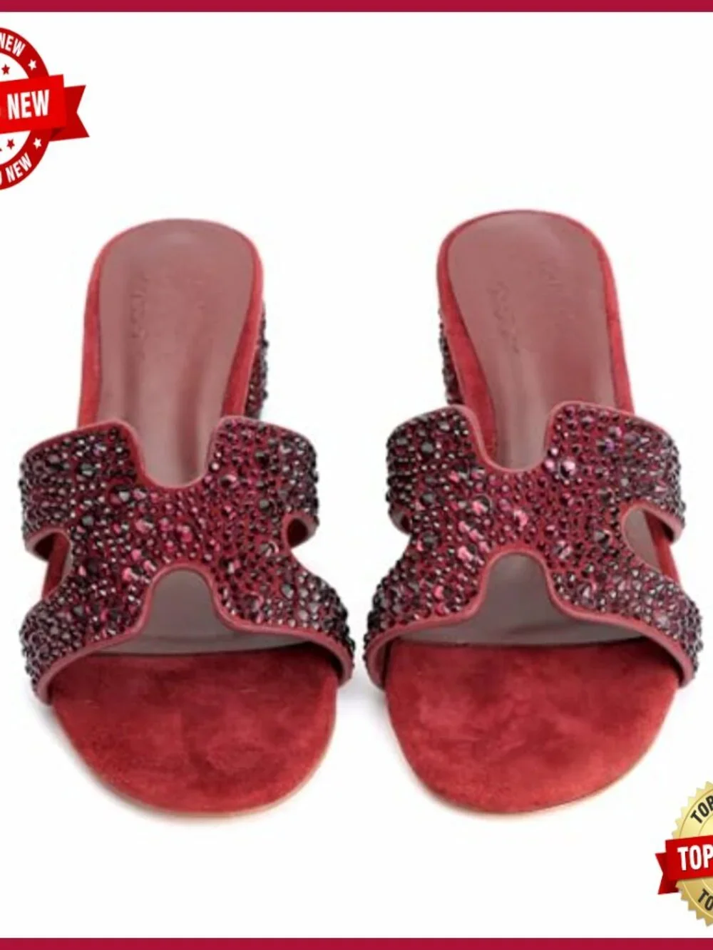 Rhinestone Heeled Sandals with Suede Upper and Block Heel for Weddings